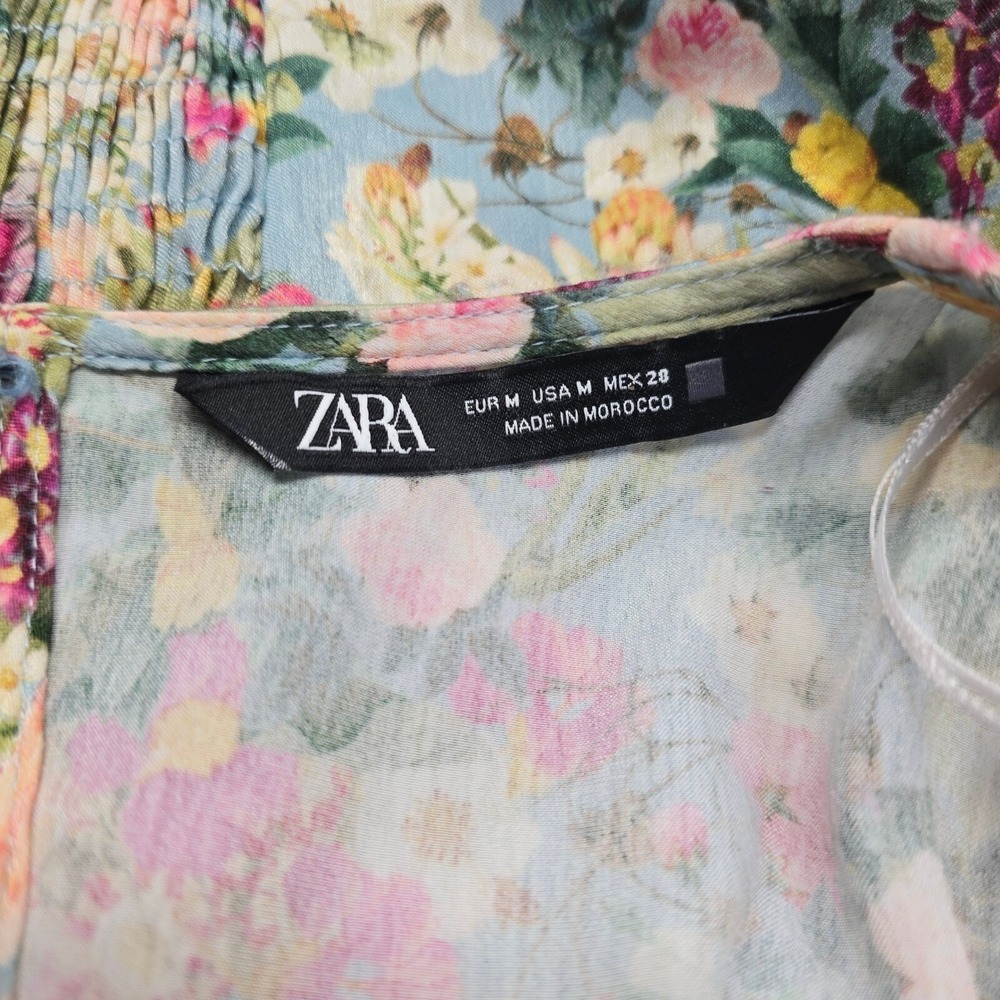 Zara Floral Mini Dress Womens M Forest Fairy Prairiecore Whimsical Coquette Y2K - Picture 6 of 13